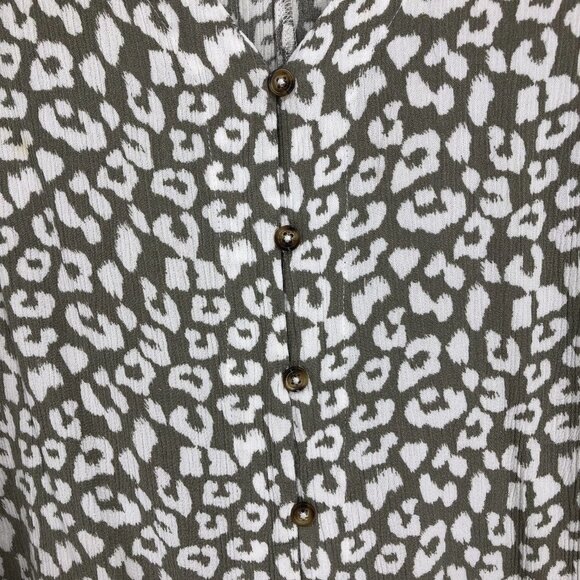 George Women's Grey abstract pattern Button $ Tie Front Dolman Blouse Size XL - Picture 10 of 16